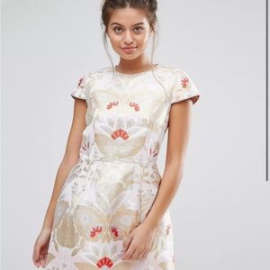 Ted Baker White and Gold Floral Dress